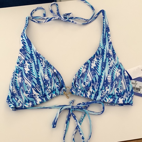 Beach by Melissa Odabash blue white boho print halter bikini M - NWT - Picture 4 of 5